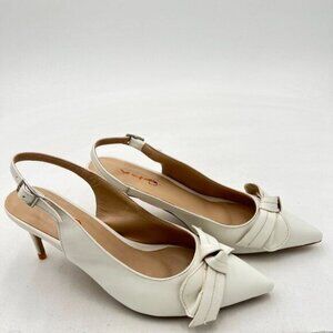 XYD Fashion Bow Slingback Pumps Shoes for Women Slip On Pointed Toe Pumps